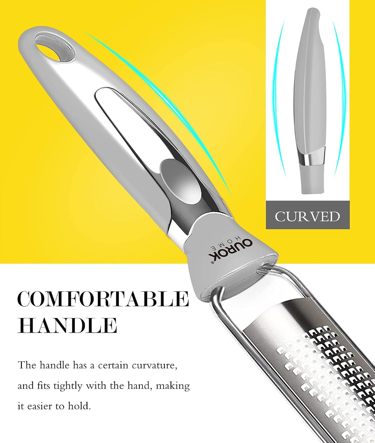 Kitchen Lemon Zester, Stainless Steel Hand Held Parmesan Cheese Grater for Ginger, Chocolate, Coconut, Lime, Nutmeg, Citrus, Fruit, Vegetable with Cleaning Brush, Dishwasher safe, White