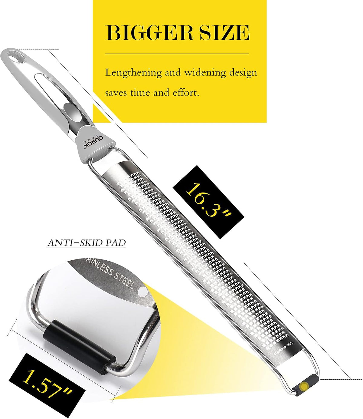 Kitchen Lemon Zester, Stainless Steel Hand Held Parmesan Cheese Grater for Ginger, Chocolate, Coconut, Lime, Nutmeg, Citrus, Fruit, Vegetable with Cleaning Brush, Dishwasher safe, White