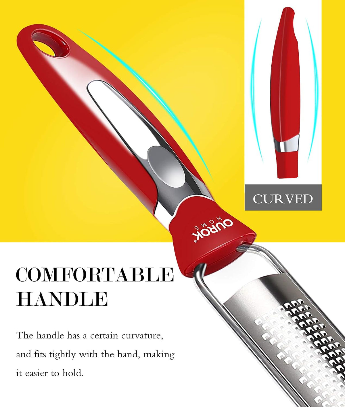 Kitchen Lemon Zester, Stainless Steel Hand Held Parmesan Cheese Grater for Ginger, Chocolate, Coconut, Lime, Nutmeg, Citrus, Fruit, Vegetable with Cleaning Brush, Dishwasher safe, White