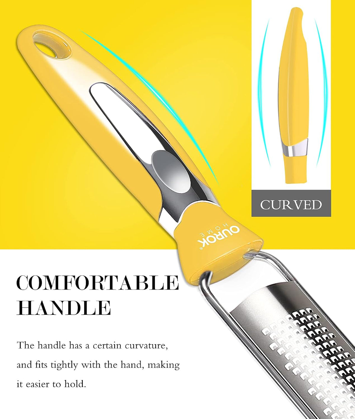 Kitchen Lemon Zester, Stainless Steel Hand Held Parmesan Cheese Grater for Ginger, Chocolate, Coconut, Lime, Nutmeg, Citrus, Fruit, Vegetable with Cleaning Brush, Dishwasher safe, White