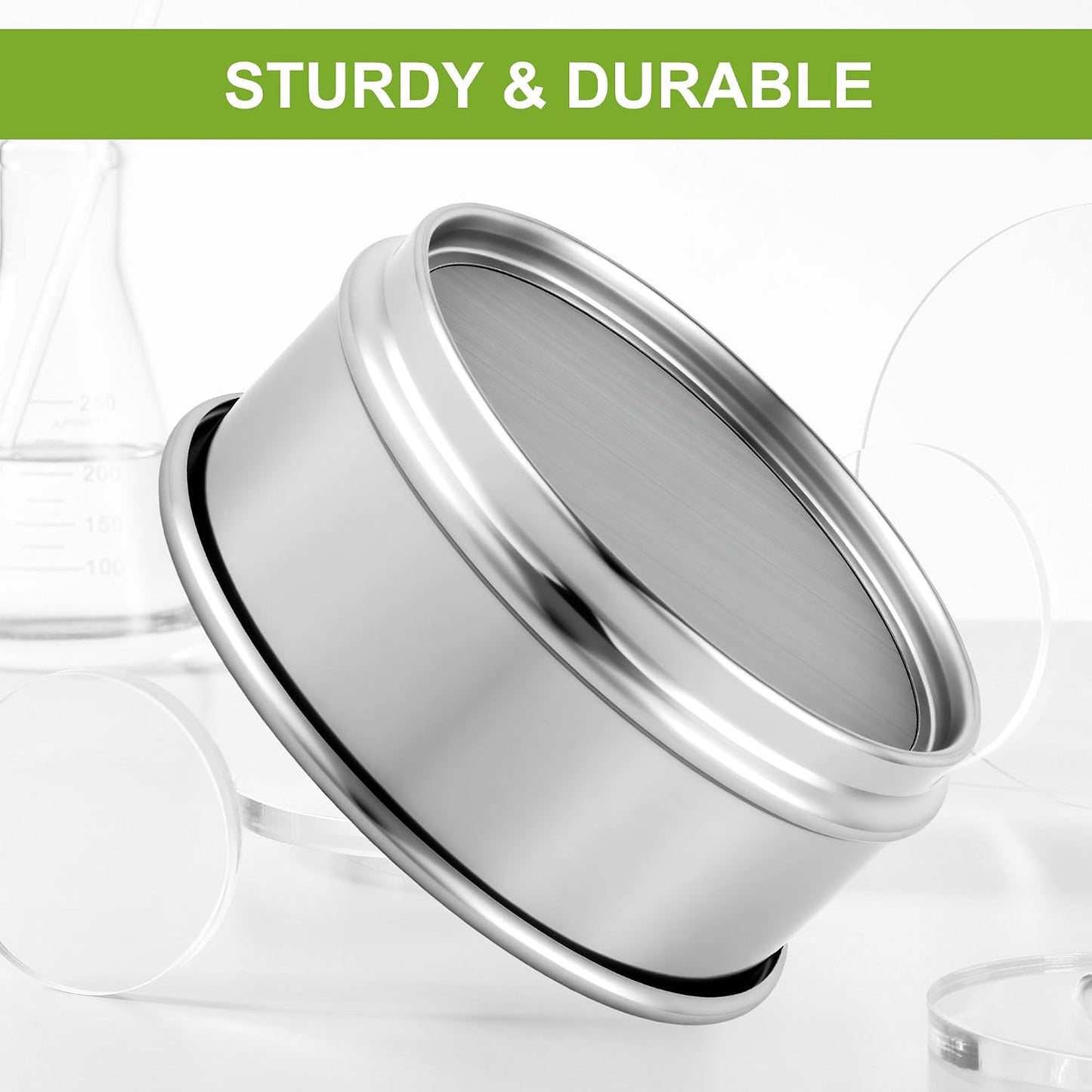304 Stainless Steel Wire Cloth Lab Sieves, 300 Mesh Test Sieve, 4" Diameter Standard Analysis Sieve for Industrial Laboratory Homes