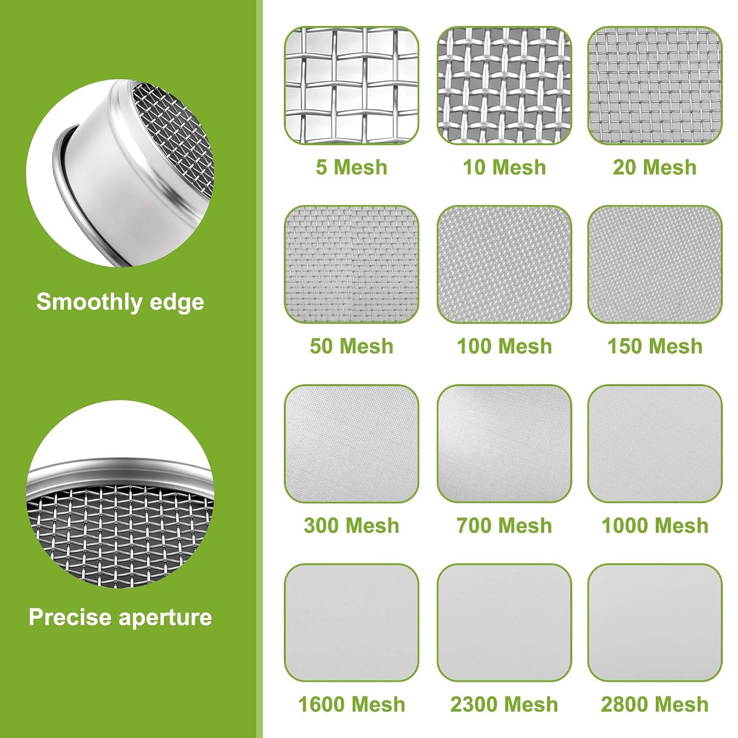 304 Stainless Steel Wire Cloth Lab Sieves, 300 Mesh Test Sieve, 4" Diameter Standard Analysis Sieve for Industrial Laboratory Homes
