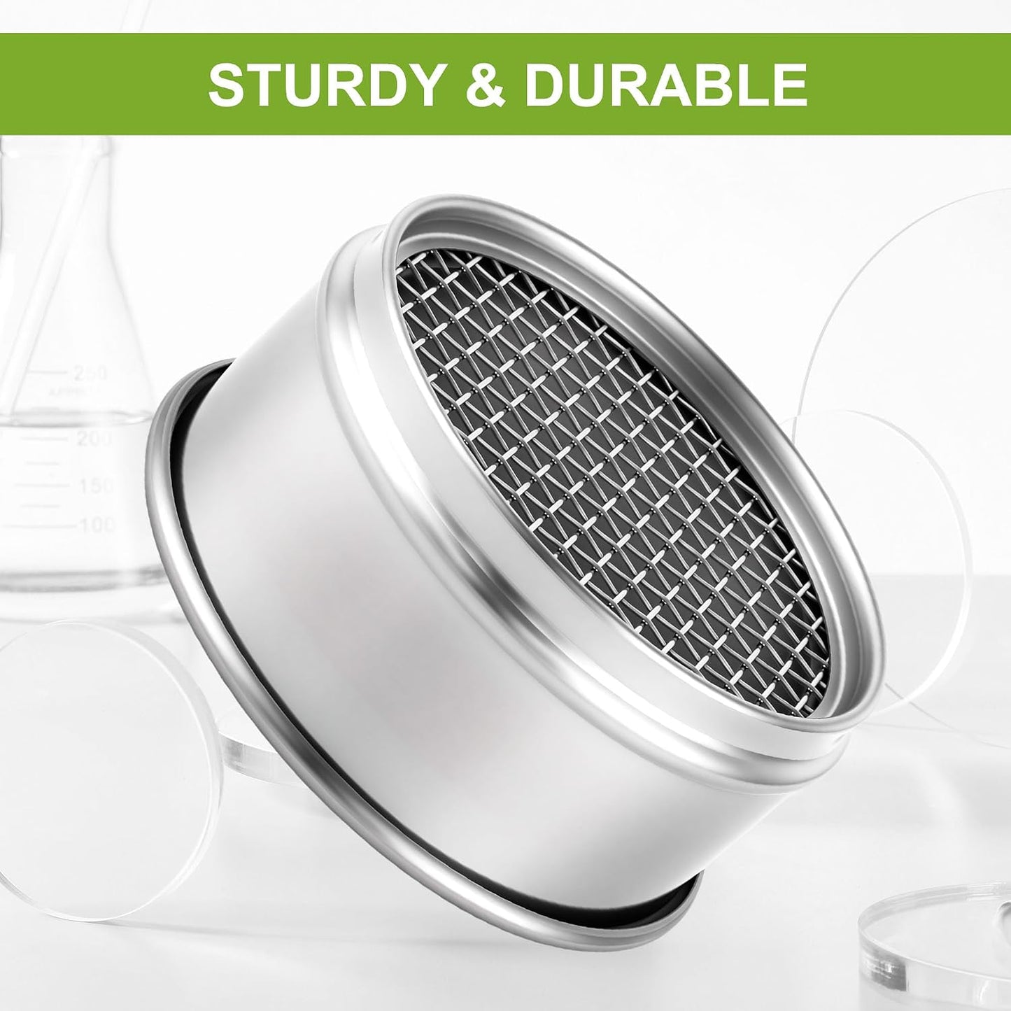 304 Stainless Steel Wire Cloth Lab Sieves, 300 Mesh Test Sieve, 4" Diameter Standard Analysis Sieve for Industrial Laboratory Homes