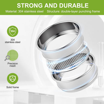 304 Stainless Steel Wire Cloth Lab Sieves, 300 Mesh Test Sieve, 4" Diameter Standard Analysis Sieve for Industrial Laboratory Homes