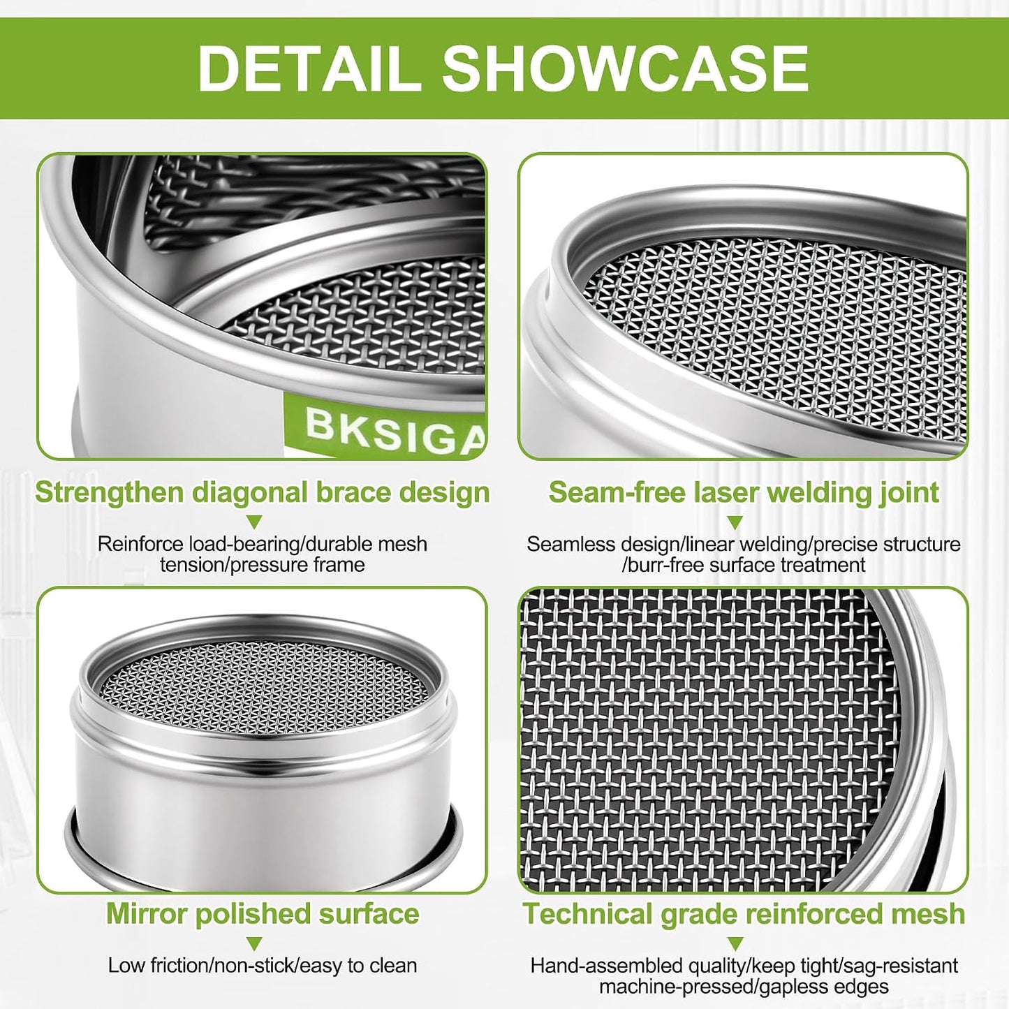 304 Stainless Steel Wire Cloth Lab Sieves, 300 Mesh Test Sieve, 4" Diameter Standard Analysis Sieve for Industrial Laboratory Homes