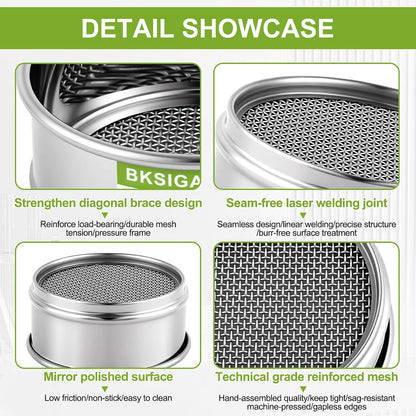 304 Stainless Steel Wire Cloth Lab Sieves, 300 Mesh Test Sieve, 4" Diameter Standard Analysis Sieve for Industrial Laboratory Homes