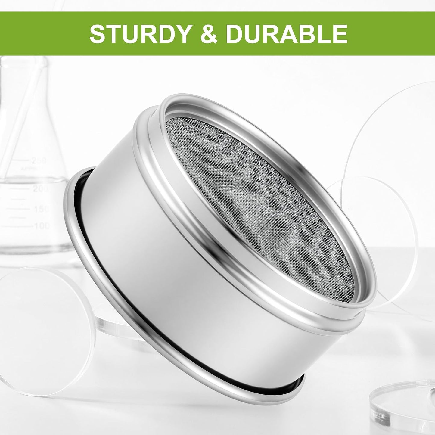 304 Stainless Steel Wire Cloth Lab Sieves, 300 Mesh Test Sieve, 4" Diameter Standard Analysis Sieve for Industrial Laboratory Homes
