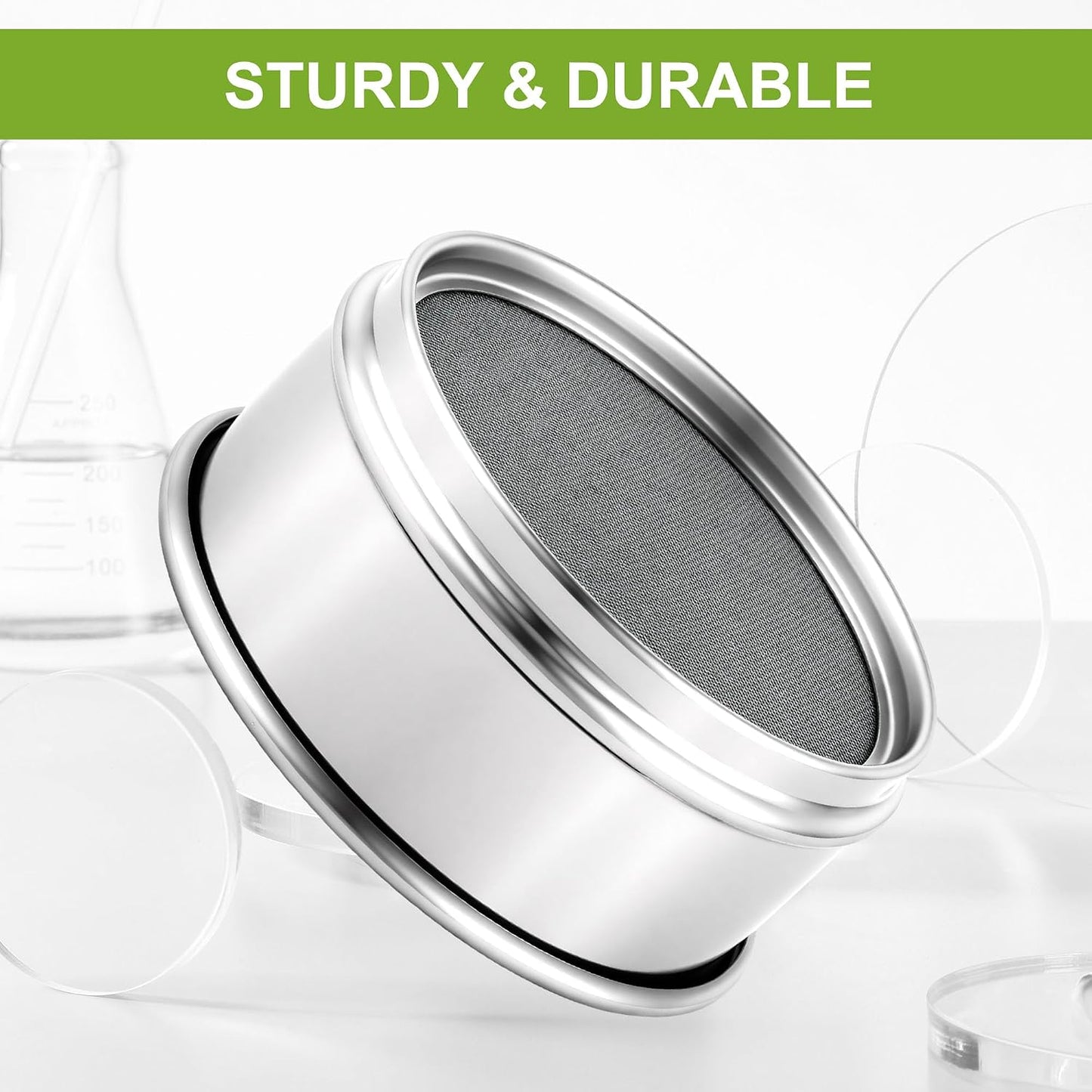 304 Stainless Steel Wire Cloth Lab Sieves, 300 Mesh Test Sieve, 4" Diameter Standard Analysis Sieve for Industrial Laboratory Homes