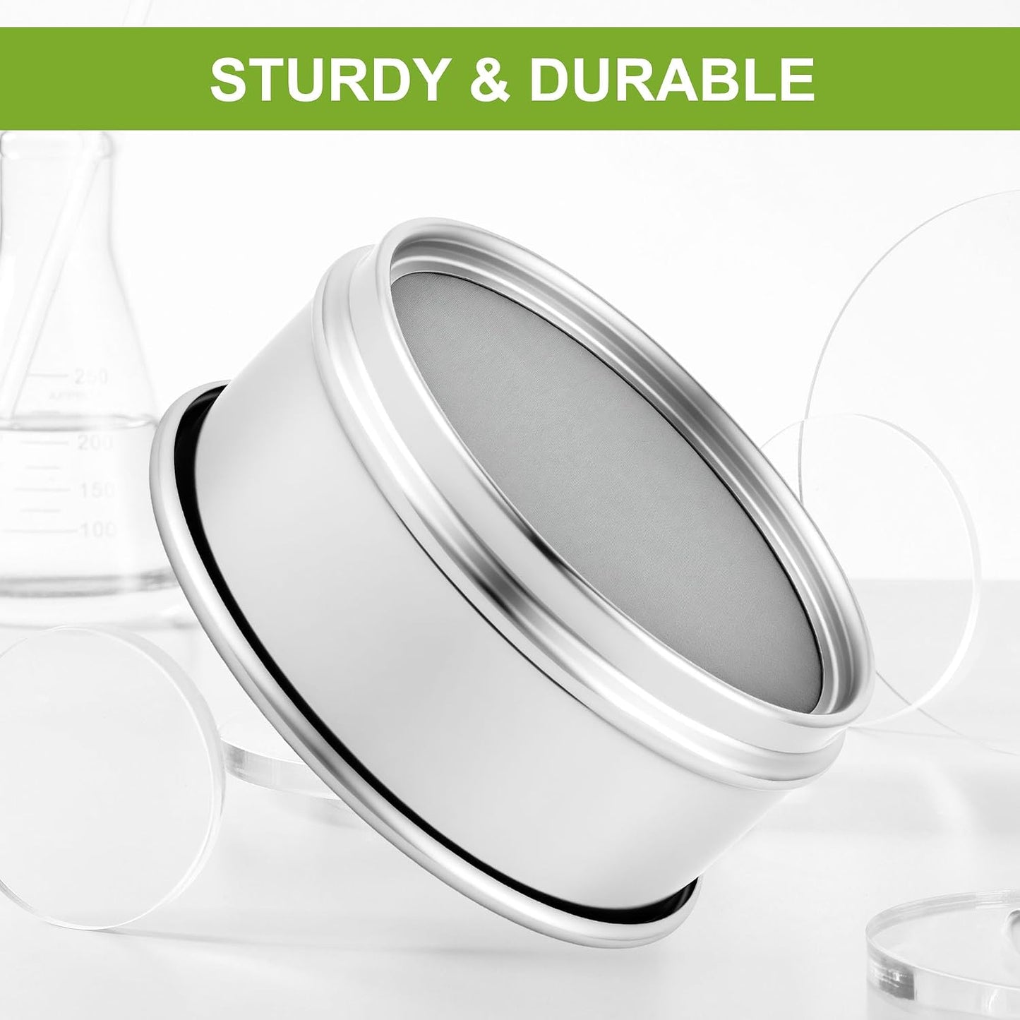 304 Stainless Steel Wire Cloth Lab Sieves, 300 Mesh Test Sieve, 4" Diameter Standard Analysis Sieve for Industrial Laboratory Homes