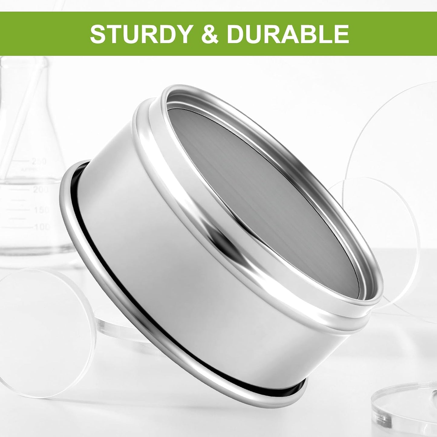 304 Stainless Steel Wire Cloth Lab Sieves, 300 Mesh Test Sieve, 4" Diameter Standard Analysis Sieve for Industrial Laboratory Homes