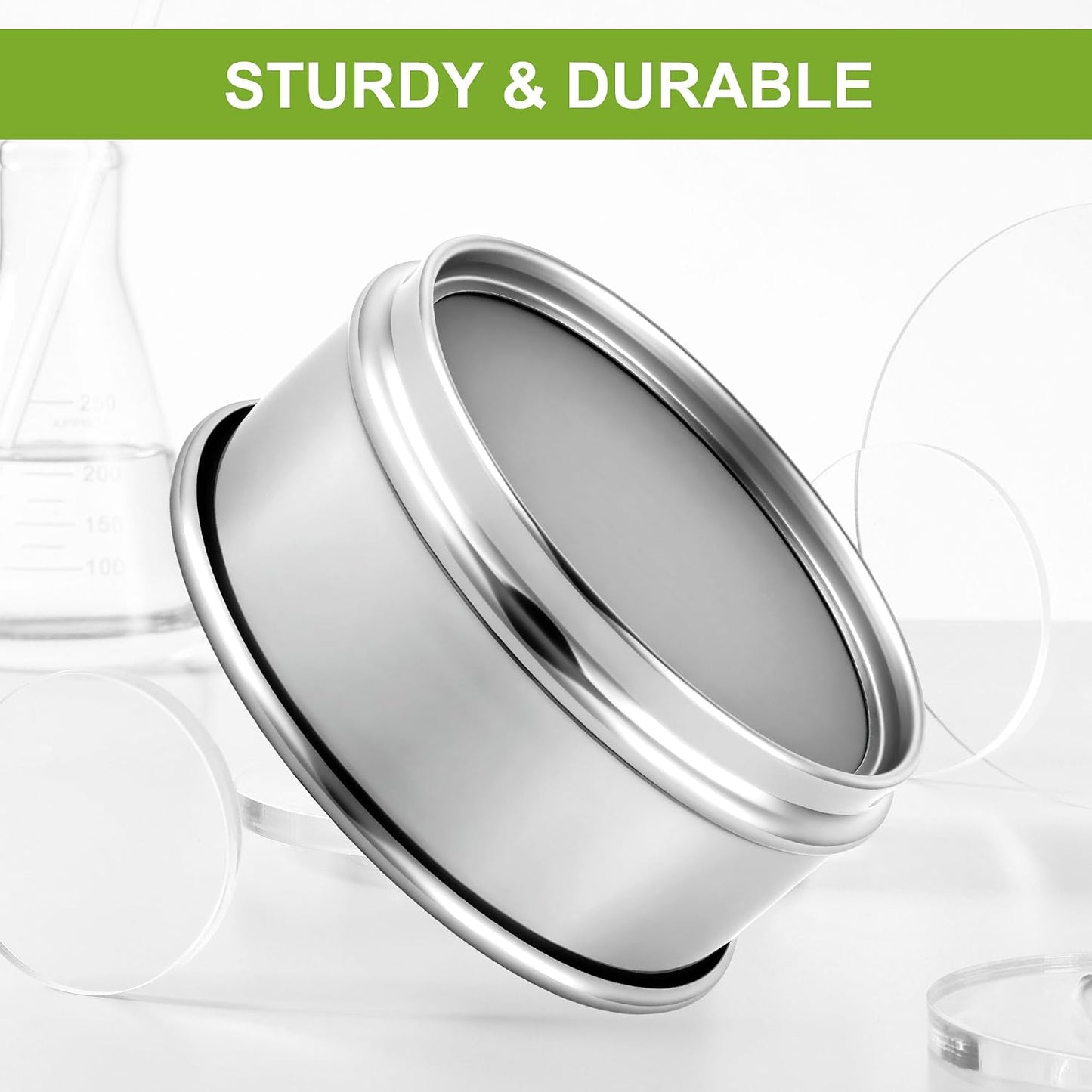 304 Stainless Steel Wire Cloth Lab Sieves, 300 Mesh Test Sieve, 4" Diameter Standard Analysis Sieve for Industrial Laboratory Homes