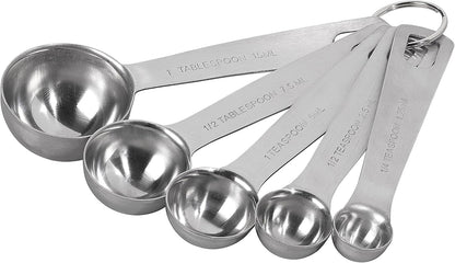 Stainless Steel Measuring Spoons, 5 Piece Set for Measuring Dry and Liquids