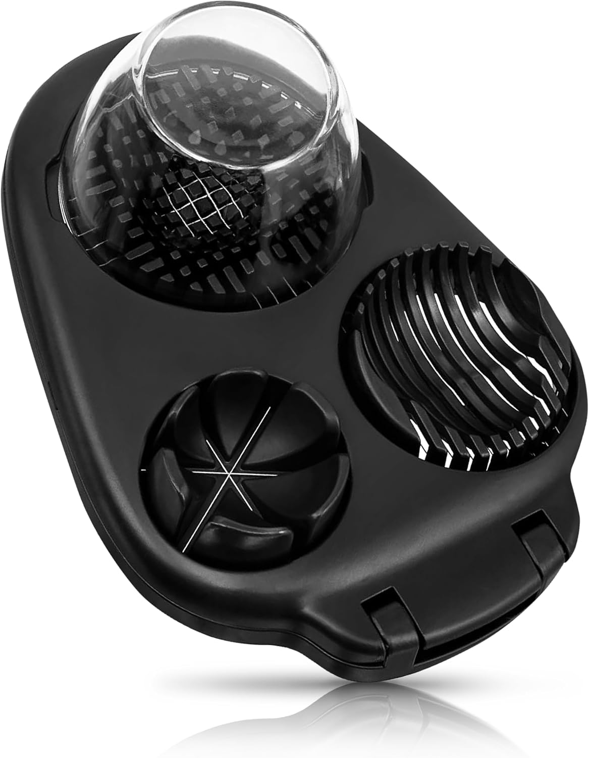 Egg Slicer for Hard Boiled Eggs - 3 Slice Modes Egg Cutter, Heavy Duty, Stainless Steel Dicer - Kitchen Chopper Tool for Strawberry, Mushroom, Grape, Cherry Tomato - White