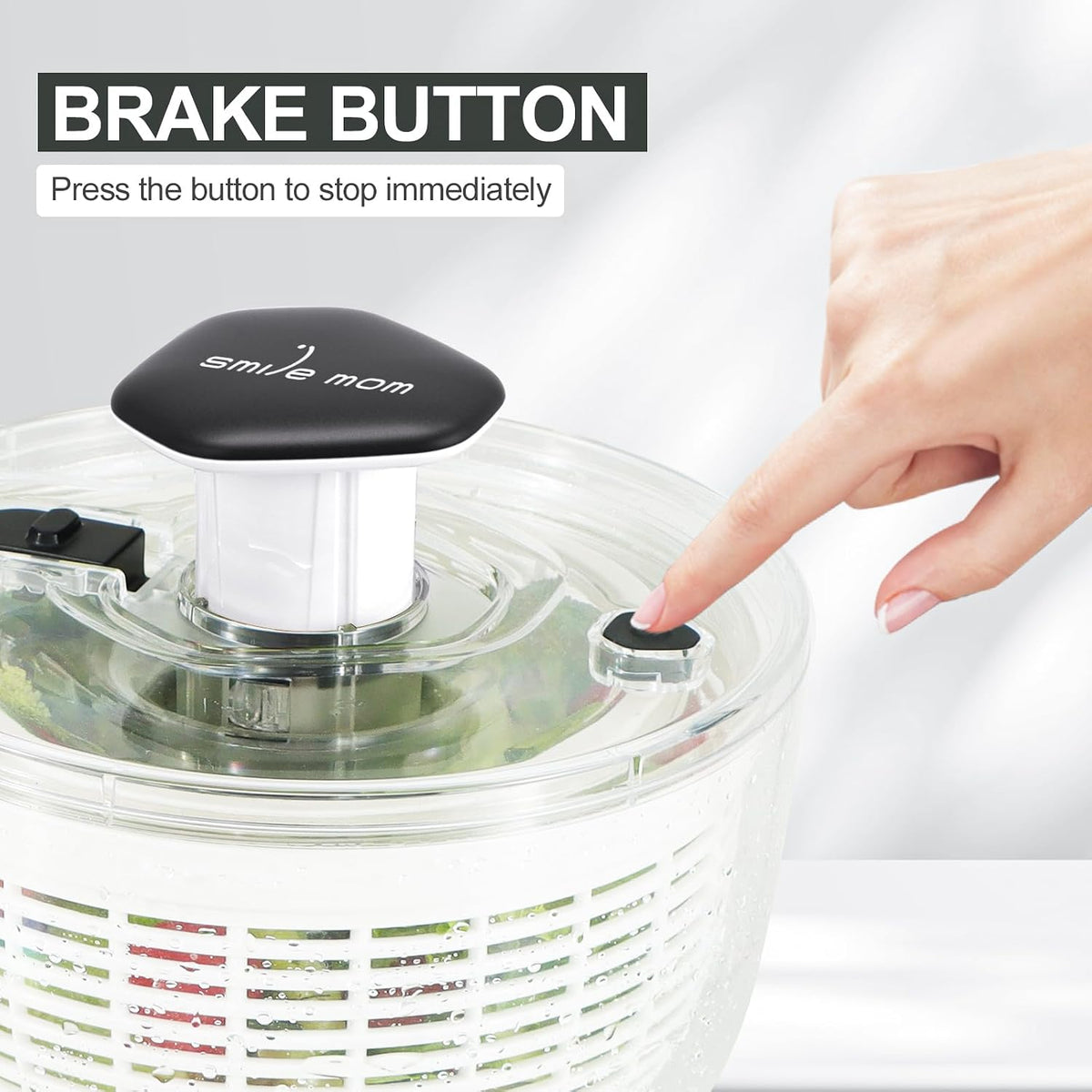 Salad Spinner Large Lettuce Spinner Kitchen Gadgets, Large Salad Spinner Vegetable Washer, High Efficiency for Kitchen Washing & Drying Leafy Vegetables, One-Handed Easy Press 6.3 Qt White
