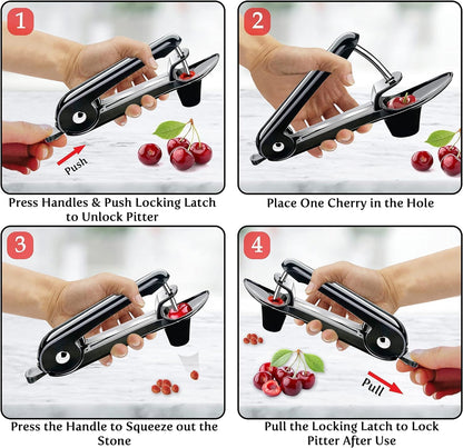 ’ Cherry Pitter Tool - Stainless Steel Cherry Pit Remover - Simple & Effortless Olive Pitter Tool - Multifunctional Cherry Depitter - No Mess Cherries Pitter - One Click The Pit is Out