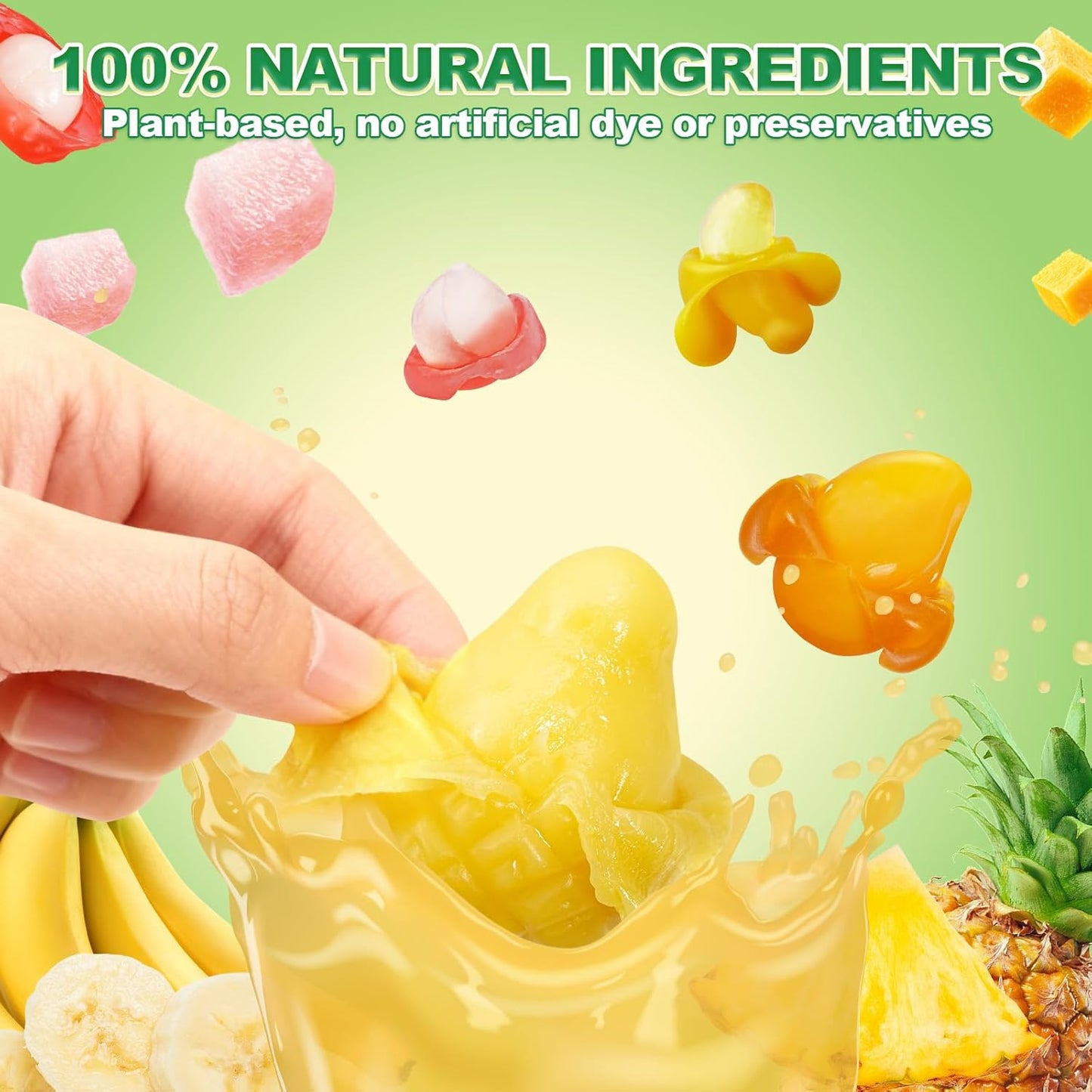 AMOS Peelerz Peelable Gummy Candy Variety Pack, Mango White Peach Banana Green Apple Passion Fruit Lychee, Soft Chewy Fruit Snack, Pack of 6