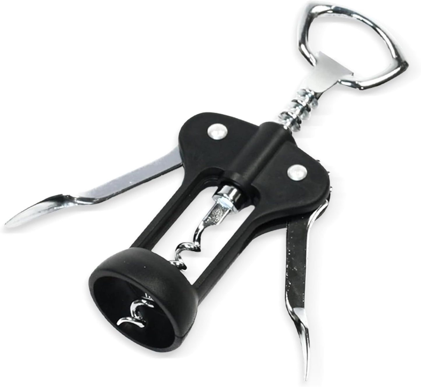 Select Waiters Corkscrew with Foil Cutter and Bottle Opener, 5 inches in Length, Stainless Steel/Black