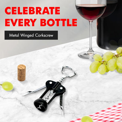 Select Waiters Corkscrew with Foil Cutter and Bottle Opener, 5 inches in Length, Stainless Steel/Black