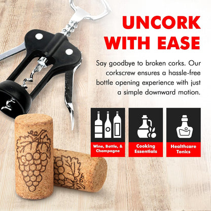 Select Waiters Corkscrew with Foil Cutter and Bottle Opener, 5 inches in Length, Stainless Steel/Black