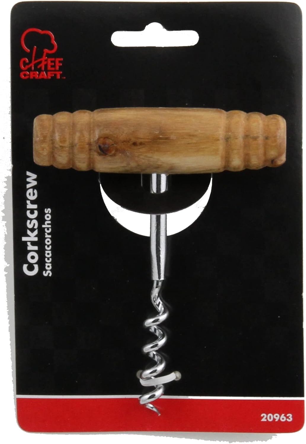 Select Waiters Corkscrew with Foil Cutter and Bottle Opener, 5 inches in Length, Stainless Steel/Black
