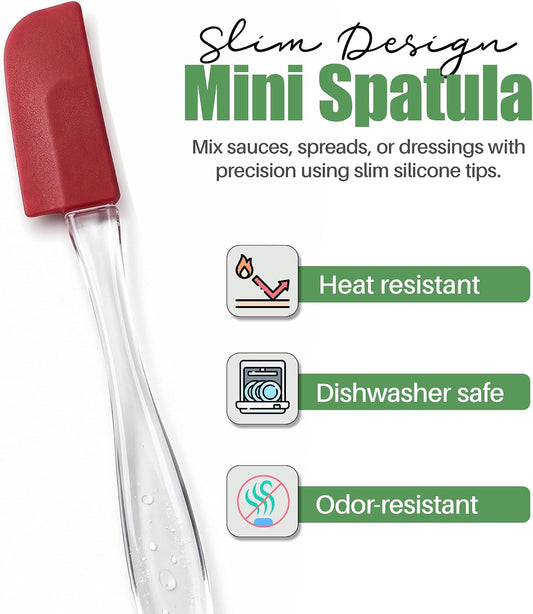 6-Piece Mini Spatula Set, Small Silicone Spatulas for Baking | Small BPA-free silicone utensils resist heat up to 446°F; ideal for mixing, scraping, spreading & reaching jars and bowls.