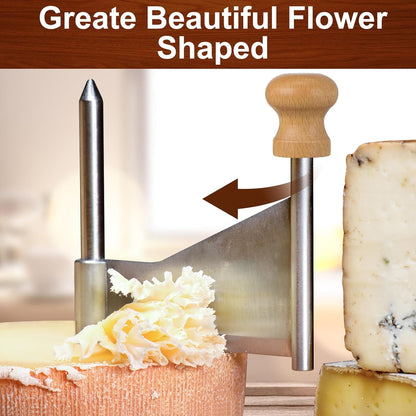 Cheese Curler Wheel: Stainless Steel Cheese Butter Chocolate Shaver to Create Beautiful Rose-Shaped Cuts Revealing Its Rich Flavor for Restaurants, Cafes, Dessert Shops, Home (Slicer Only)