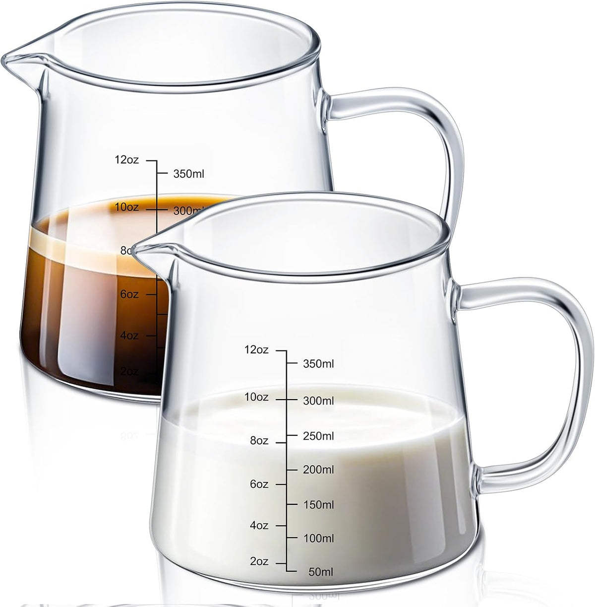 2 Pack 12oz Glass Espresso Measuring Cup for Milk Frothing