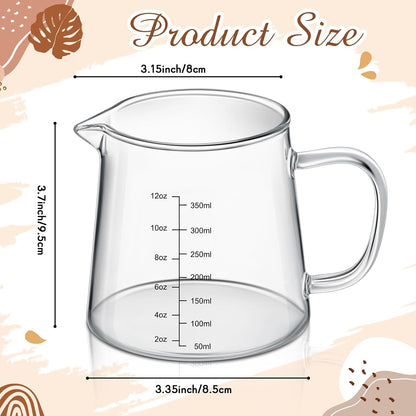 2 Pack 12oz Glass Espresso Measuring Cup for Milk Frothing