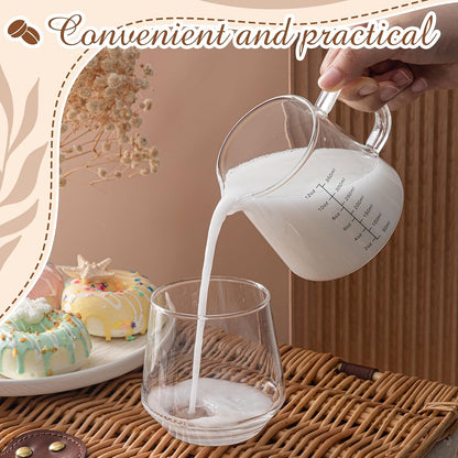 2 Pack 12oz Glass Espresso Measuring Cup for Milk Frothing