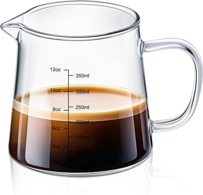 2 Pack 12oz Glass Espresso Measuring Cup for Milk Frothing