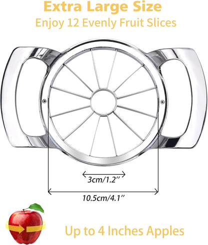 Apple Slicer, 12 Slices Extra Large Apple Cutter, Stainless Steel Ultra-Sharp Apple Slicer and Corer, Pitter, Apple Divider Up to 4 Inches Fruit