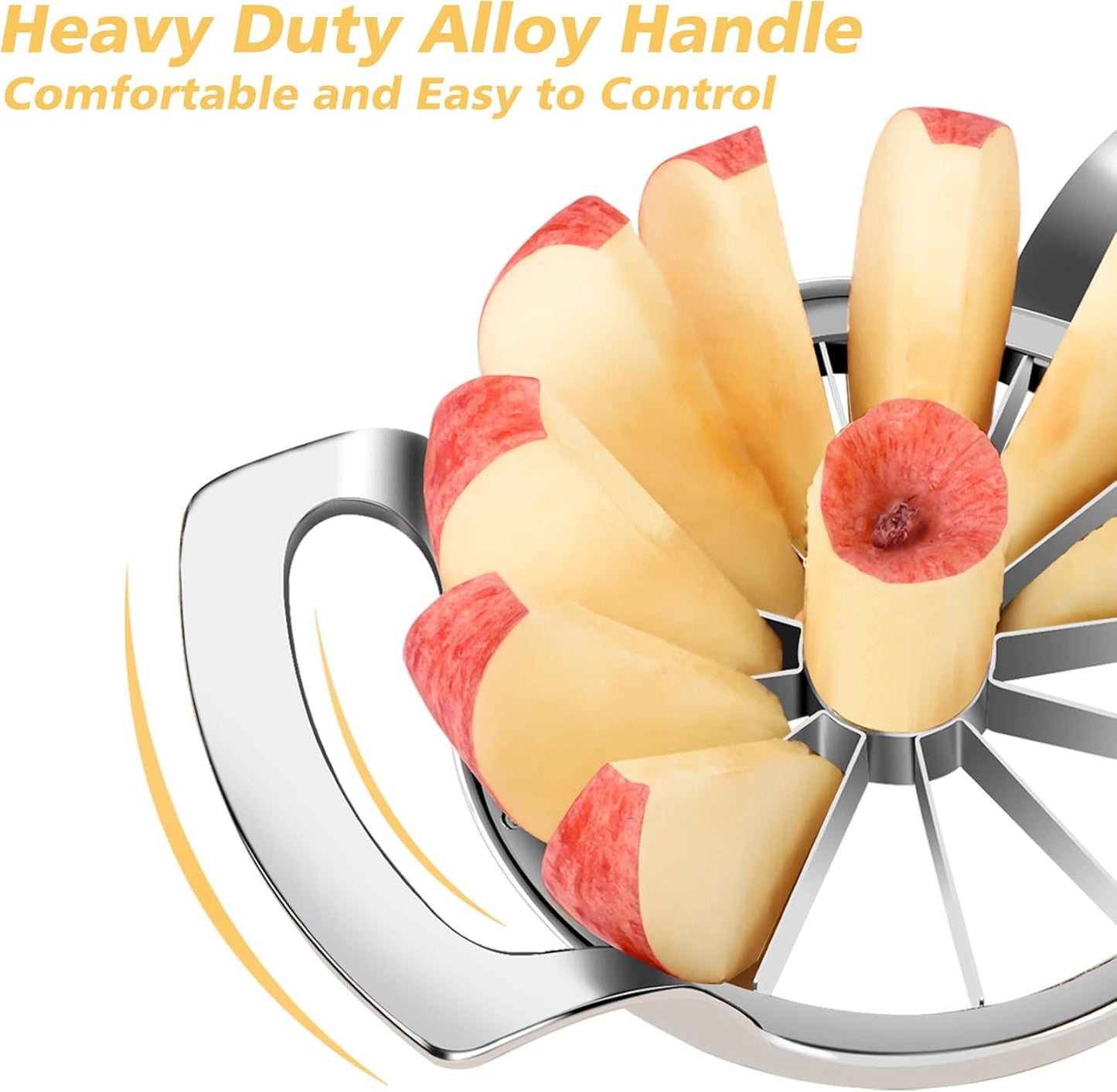 Apple Slicer, 12 Slices Extra Large Apple Cutter, Stainless Steel Ultra-Sharp Apple Slicer and Corer, Pitter, Apple Divider Up to 4 Inches Fruit