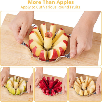 Apple Slicer, 12 Slices Extra Large Apple Cutter, Stainless Steel Ultra-Sharp Apple Slicer and Corer, Pitter, Apple Divider Up to 4 Inches Fruit