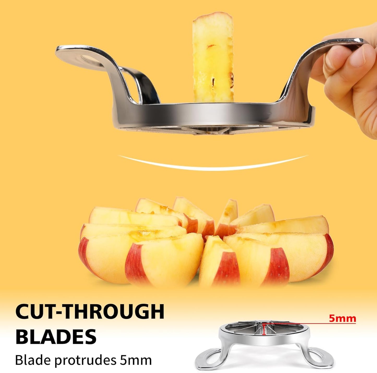 Apple Slicer, 12 Slices Extra Large Apple Cutter, Stainless Steel Ultra-Sharp Apple Slicer and Corer, Pitter, Apple Divider Up to 4 Inches Fruit