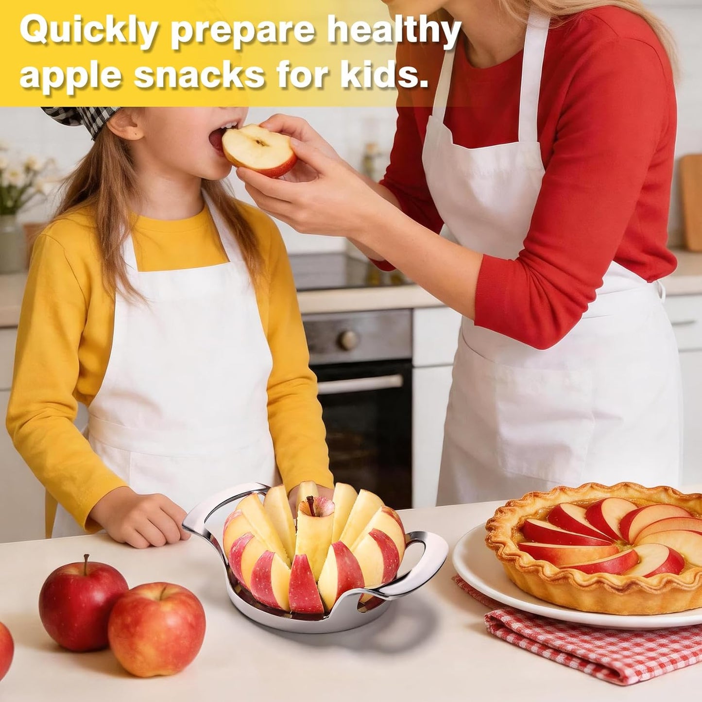Apple Slicer, 12 Slices Extra Large Apple Cutter, Stainless Steel Ultra-Sharp Apple Slicer and Corer, Pitter, Apple Divider Up to 4 Inches Fruit