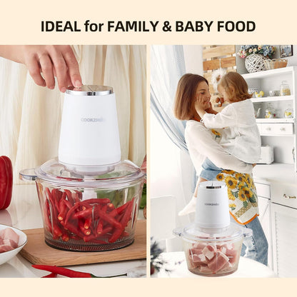 Food Processor,Electric Food Chopper with 500W Stainless Steel Motor & 2 Sharp Blade Sets,8-Cup Glass Bowl for Meat, Vegetables, Fruits and Nuts