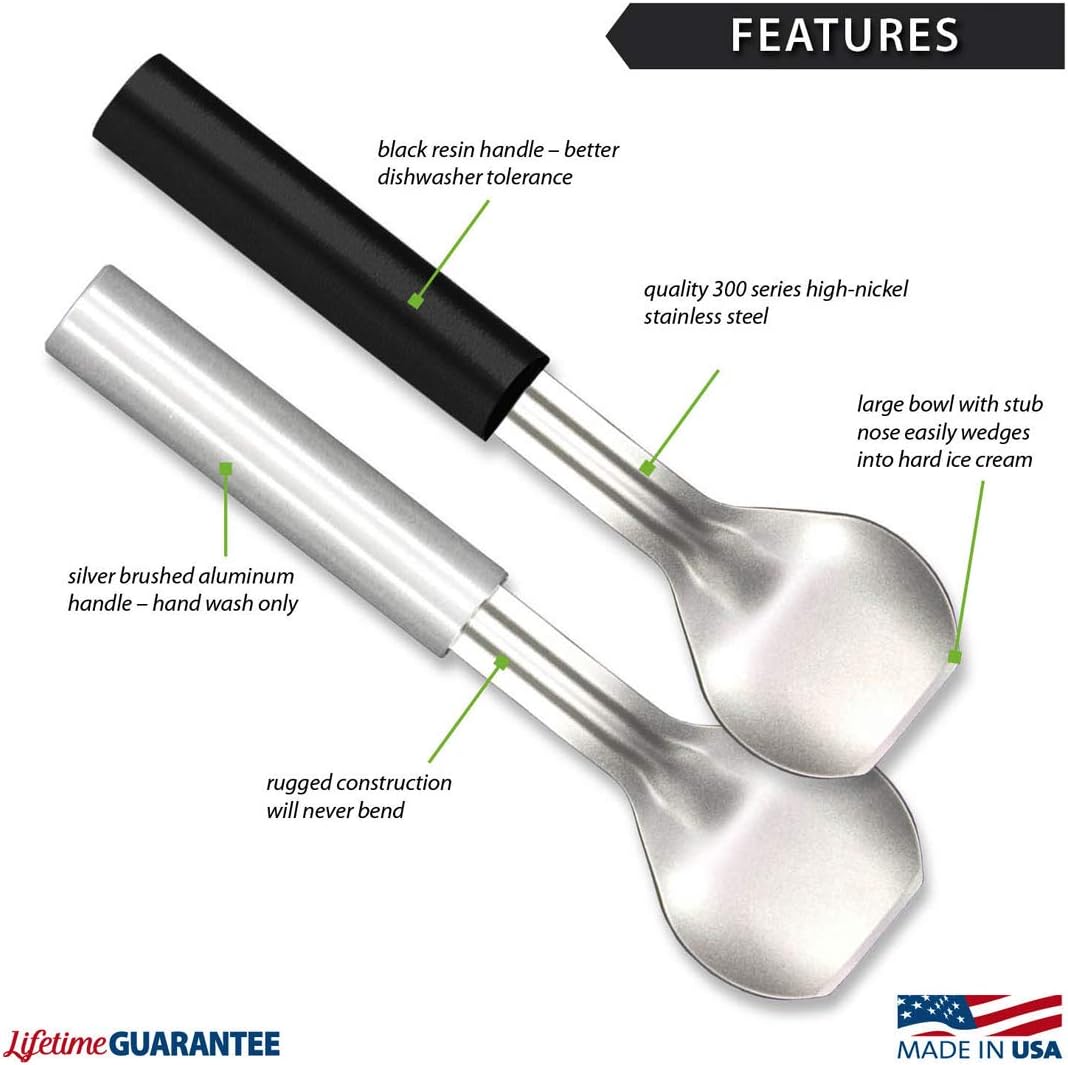 Ice Cream Scoop (R137), Silver Handle | 2.38" x 2.38" Stainless Steel Bowl, Silver Cast Aluminum Handle
