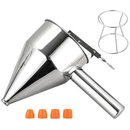 20oz Stainless Steel Pancake Batter Dispenser, 600ml Stand | Piston Funnel Dispenser with Stand for Pancakes, Waffles, Cupcakes, Takoyaki, Chocolate, Baking & Commercial Use