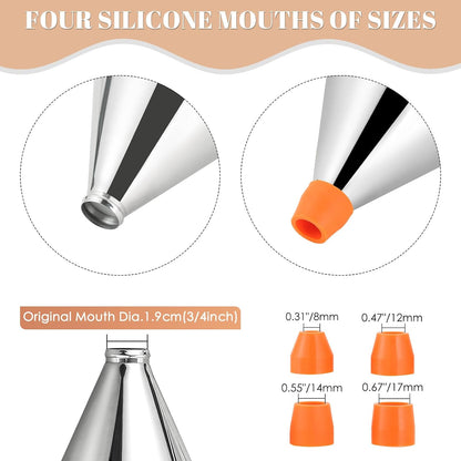 20oz Stainless Steel Pancake Batter Dispenser, 600ml Stand | Piston Funnel Dispenser with Stand for Pancakes, Waffles, Cupcakes, Takoyaki, Chocolate, Baking & Commercial Use