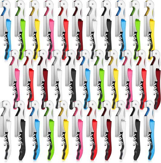 40 Pieces Wine Opener Bulk Corkscrew Bottle Wine Key Opener Waiter Metal Heavy Beer Corkscrew Serrated Foil Cutter Key for Servers Home Restaurants Bars Waiter Bartenders (Fresh Colors)