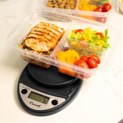 Primo Digital Food Scale Multi-Functional Kitchen Scale and Baking Scale for Precise Weight Measuring and Portion Control, 8.5 x 6 x 1.5 inches, Chrome