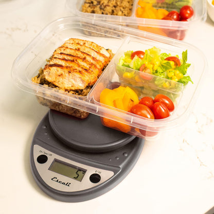 Primo Digital Food Scale Multi-Functional Kitchen Scale and Baking Scale for Precise Weight Measuring and Portion Control, 8.5 x 6 x 1.5 inches, Chrome