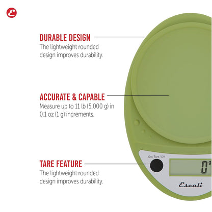 Primo Digital Food Scale Multi-Functional Kitchen Scale and Baking Scale for Precise Weight Measuring and Portion Control, 8.5 x 6 x 1.5 inches, Chrome