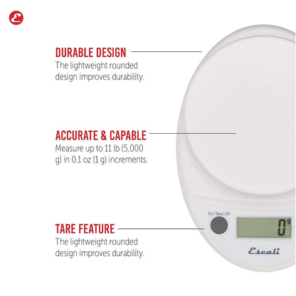 Primo Digital Food Scale Multi-Functional Kitchen Scale and Baking Scale for Precise Weight Measuring and Portion Control, 8.5 x 6 x 1.5 inches, Chrome