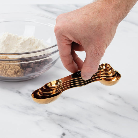 Magnetic Measuring Spoons, Set of 5 – Black, Easy to Store with Magnetic Design (Rose Gold)