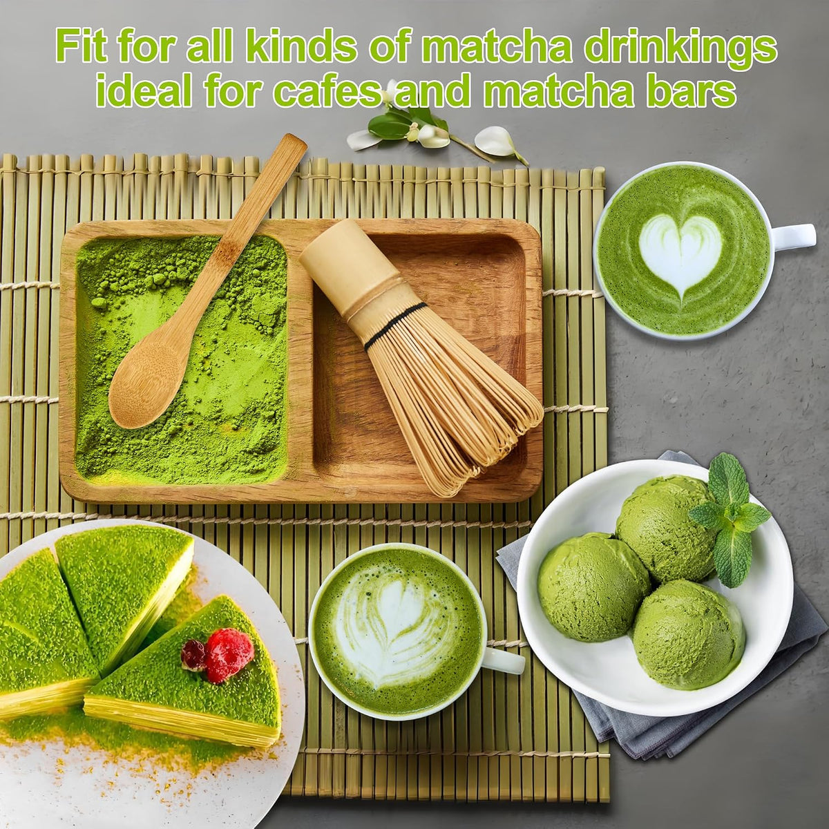 Matcha Whisk Set, Matcha Making Kit Whisk, Ceramic Whisk Holder, Bamboo Scoop, Powder Starter Sifter, Spoon Japanese Tea Tools Unique Gifts for Women/Men Mom/Dad, Birthday Gift for Friend/Family