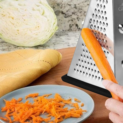 4-Sided Stainless Steel Box Grater, 9-Inch Multi-Function Shredder for Cheese, Vegetables, Spices & Chocolate, Pyramid Design with Non-Slip Base, Dishwasher Safe, Premium Kitchen Tool