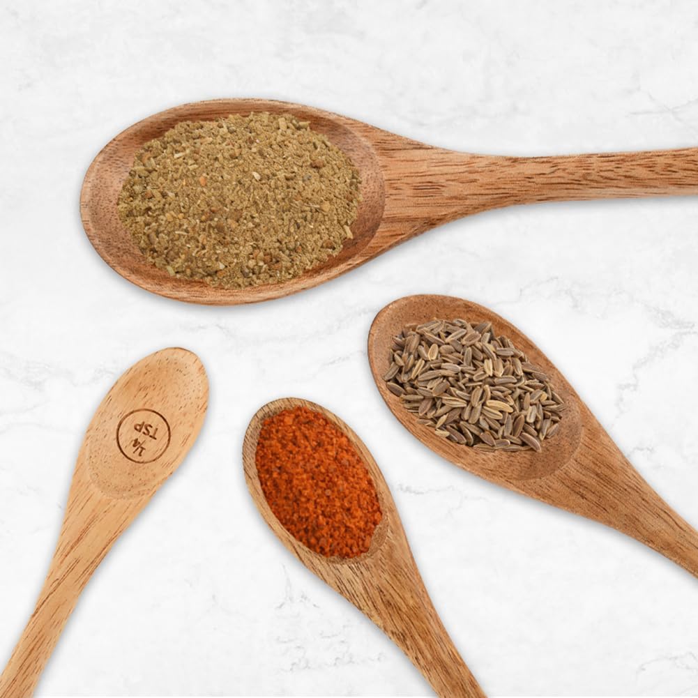 8-Piece Wooden Measuring Cups and Spoons Set, Solid Acacia Wood
