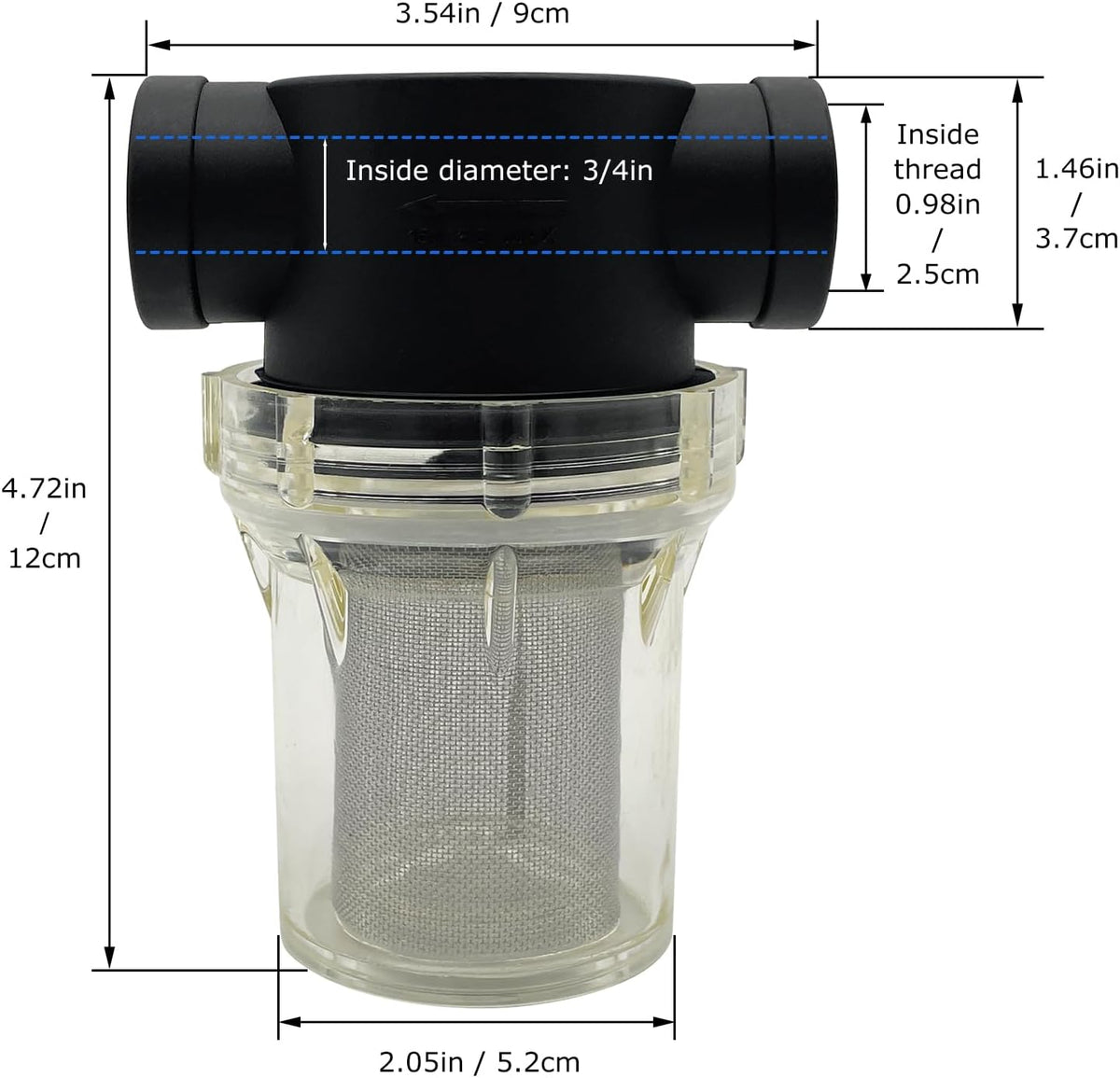 3/4" Female NPT in-Line Strainer with 100 mesh Stainless Steel Filter Screen (3/4“ 100 Mesh)