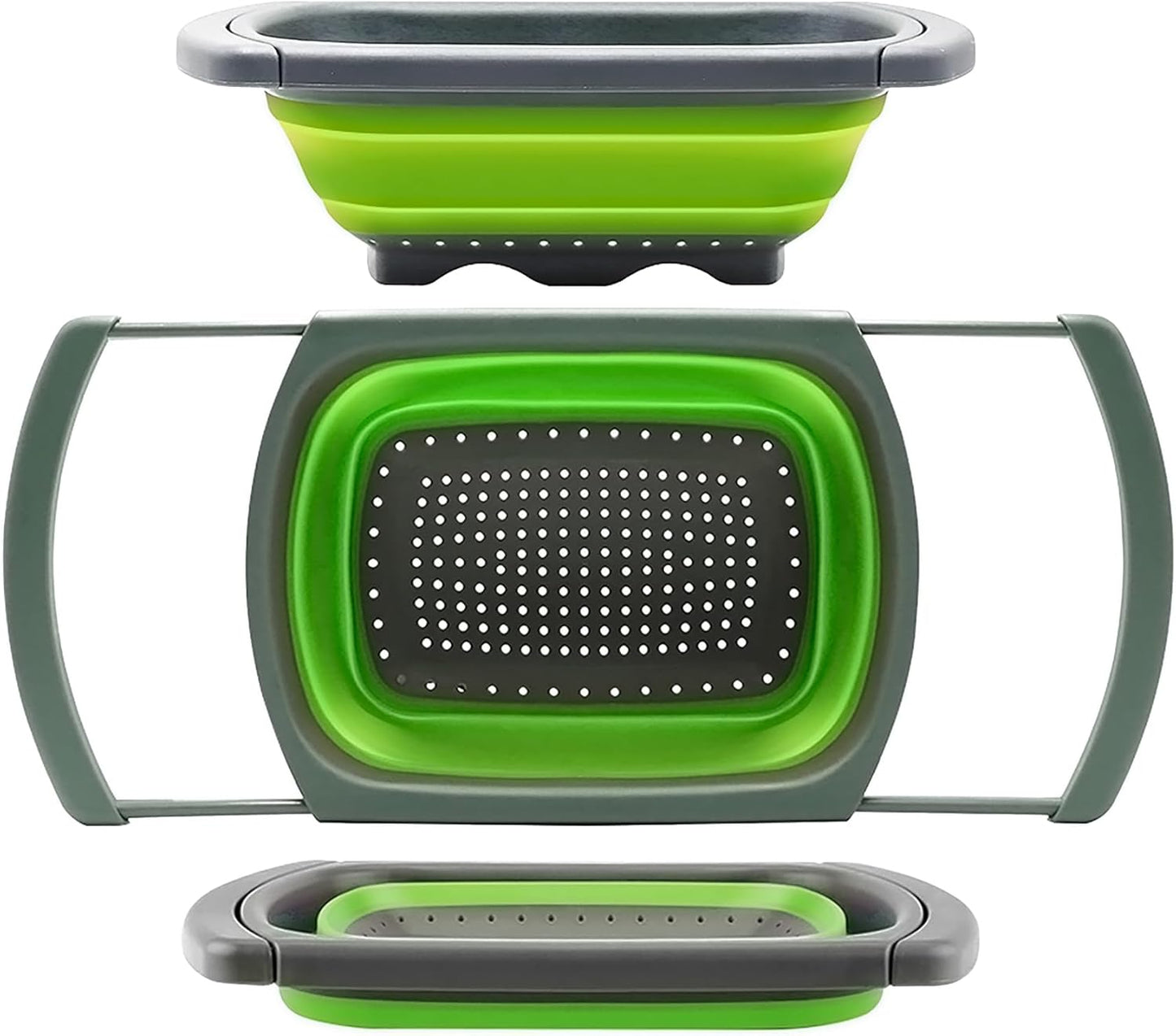 Colander collapsible, Colander Strainer Over The Sink Vegetable Fruit Strainer Basket (6 Quart) with Extendable Handles, New Kitchen Essentials